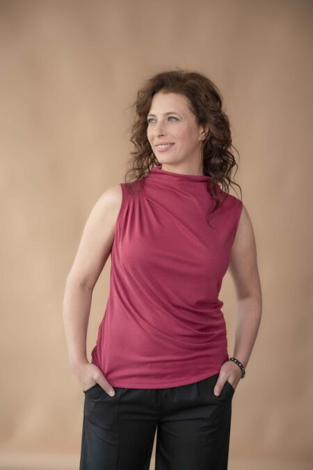 Toga sleeveless shirt with a loose turtleneck