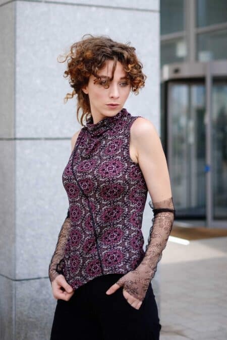 Italy printed turtle neck top